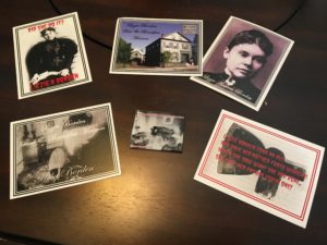 Assorted Lizzie Borden postcards and magnets