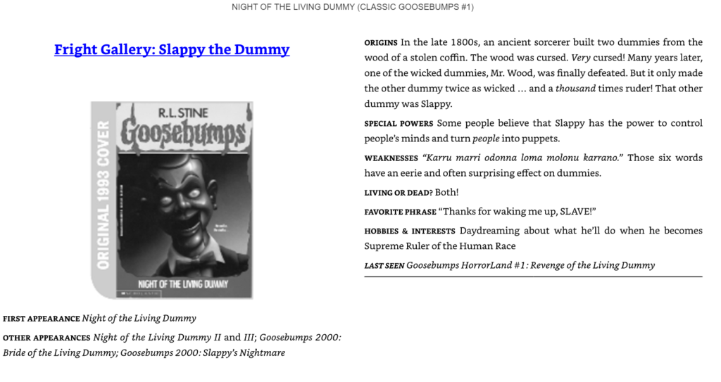 Fright Gallery: Slappy the Dummy